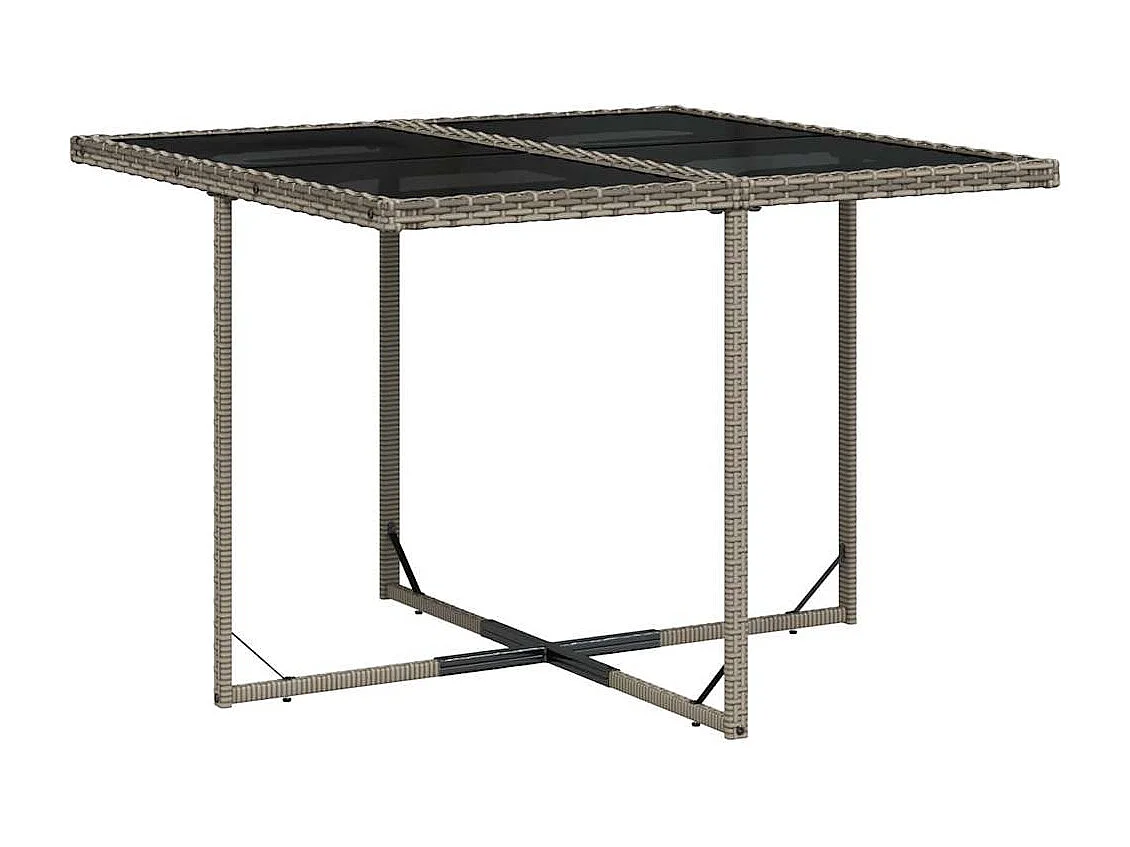 Ensemble à manger de jardin 9 pièces coussins gris résine tressée