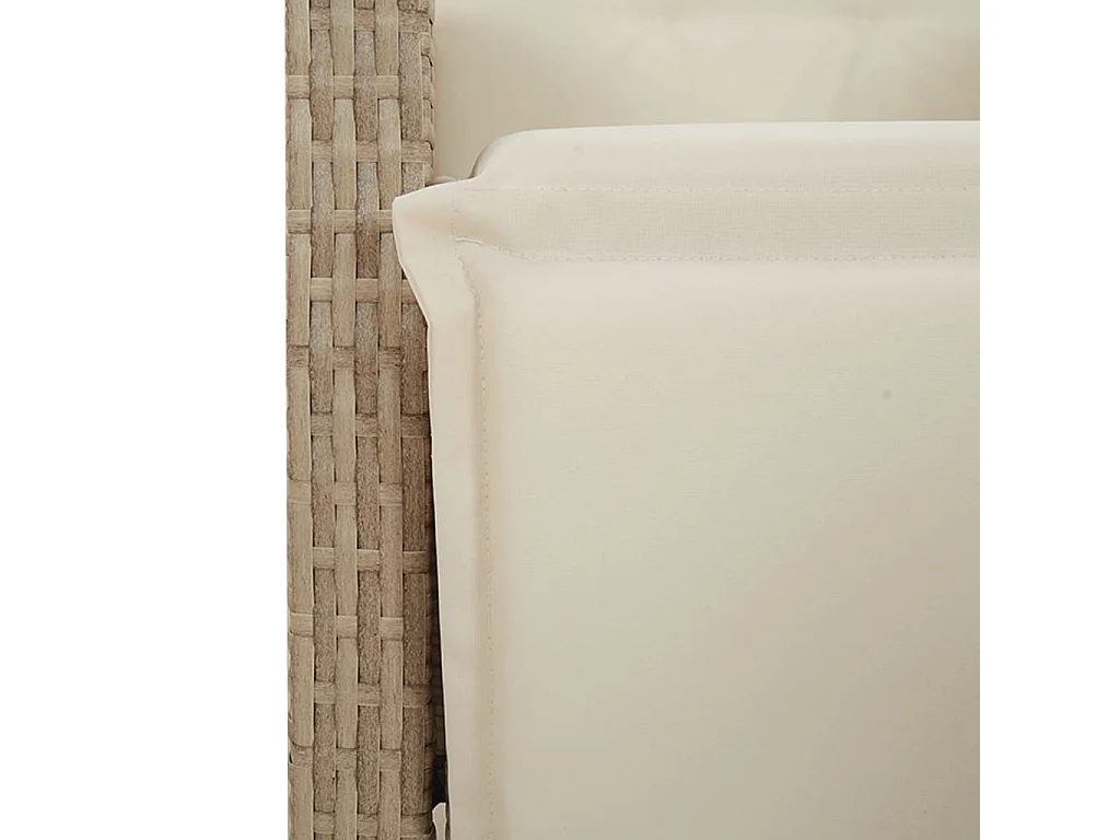 3 peças conjunto de jantar para jardim com almofadões vime PE bege