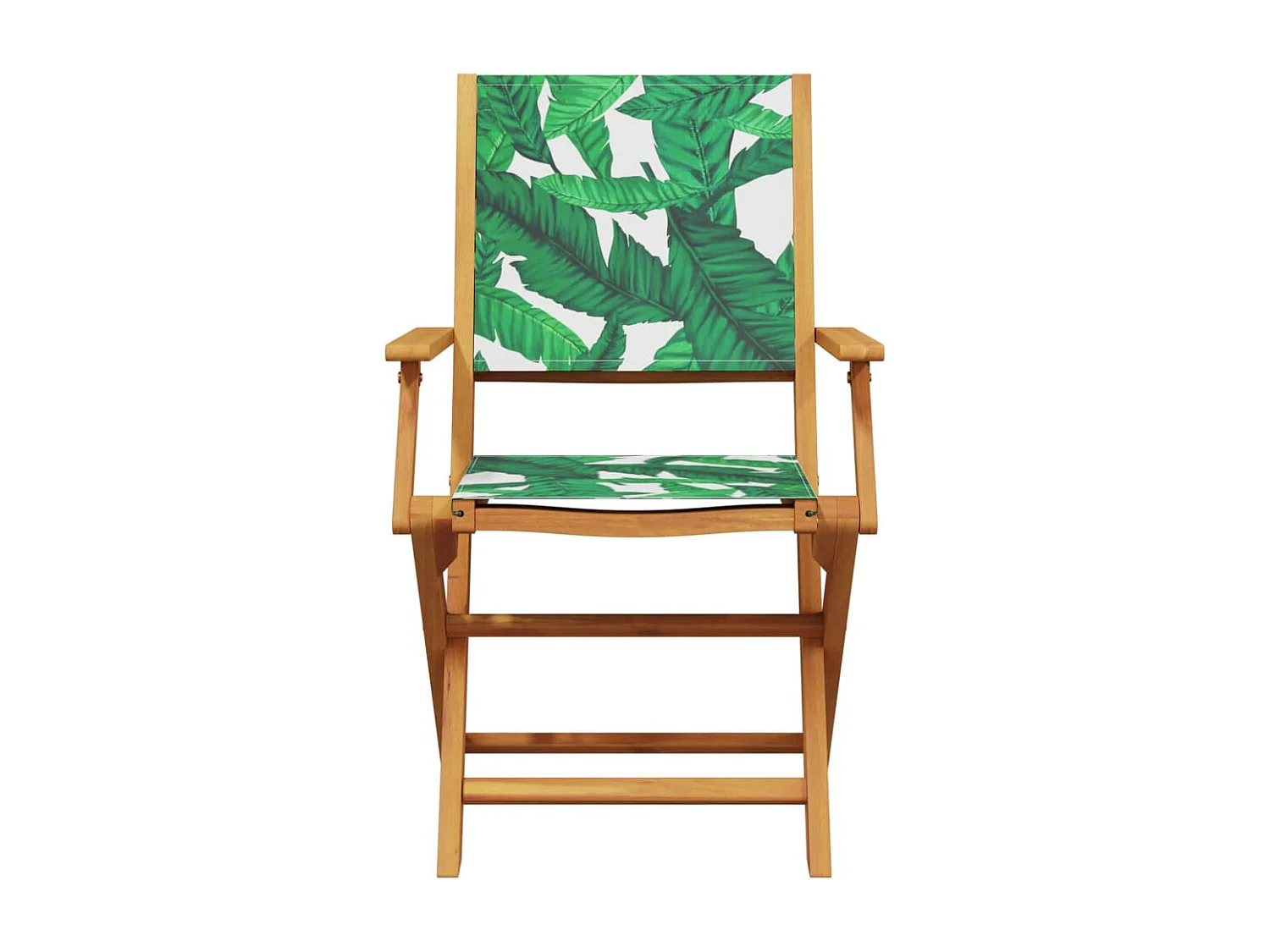 Ensemble à manger de jardin 7 pièces motif de feuilles tissu bois