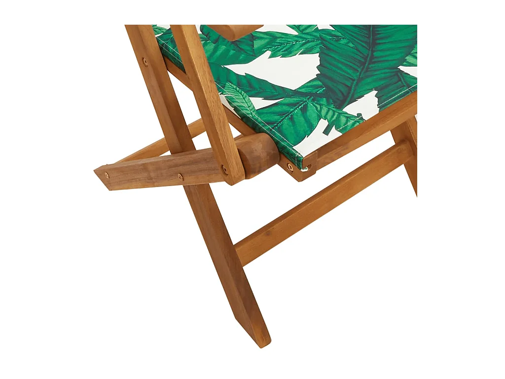 Ensemble à manger de jardin 7 pièces motif de feuilles tissu bois