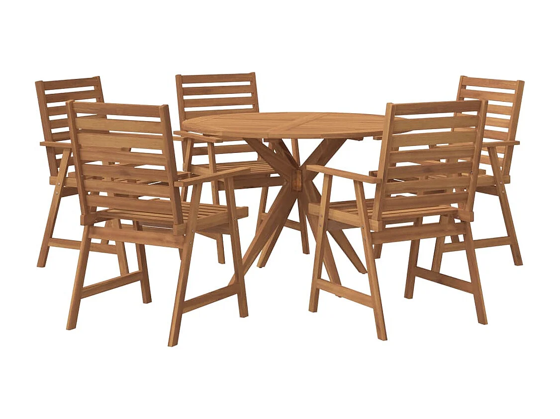 Juego de comedor de jardín 6 piezas madera maciza de acacia