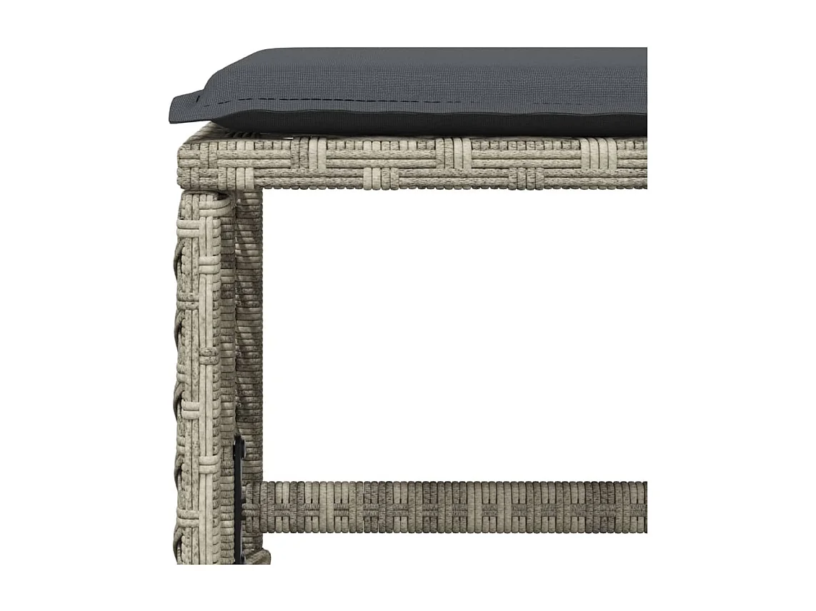 Ensemble à manger de jardin et coussins 15 pièces gris clair rotin