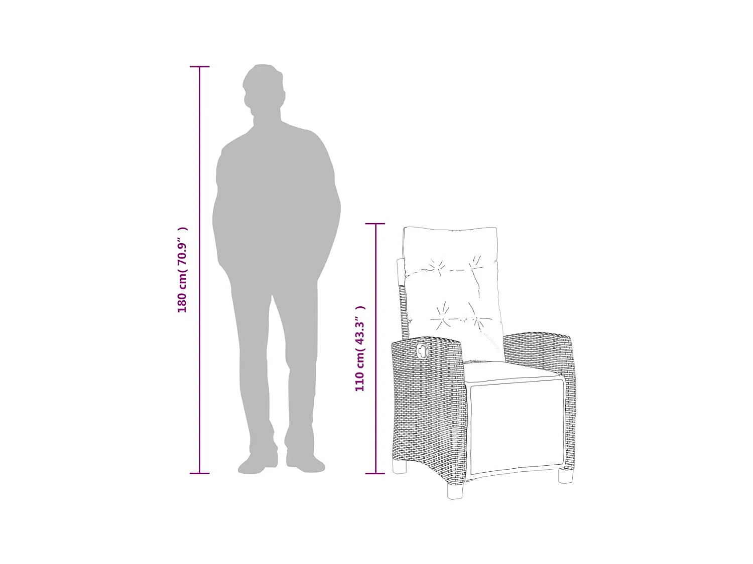 5 peças conjunto de jantar para jardim com almofadões vime PE preto