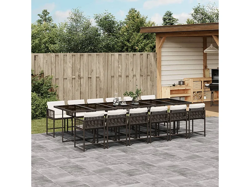 13-delige Tuinset met kussens poly rattan bruin