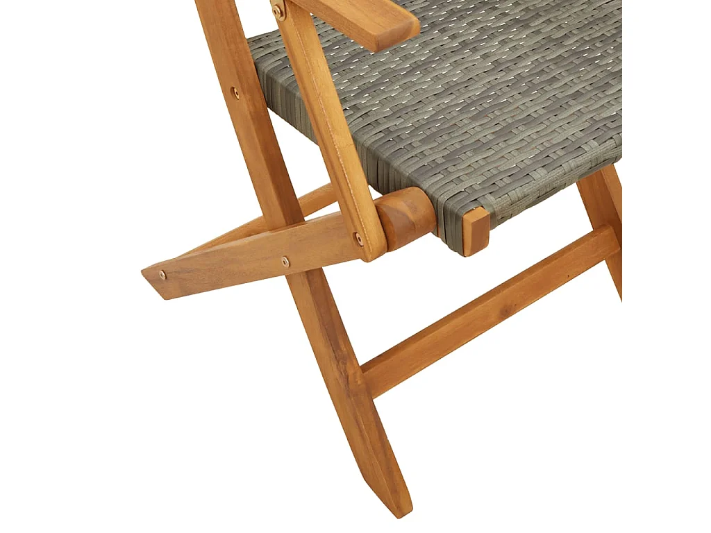 Set de comedor de jardín 5 piezas ratán PE madera maciza gris