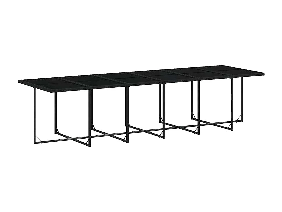 17 peças conjunto de jantar para jardim com almofadões vime PE preto