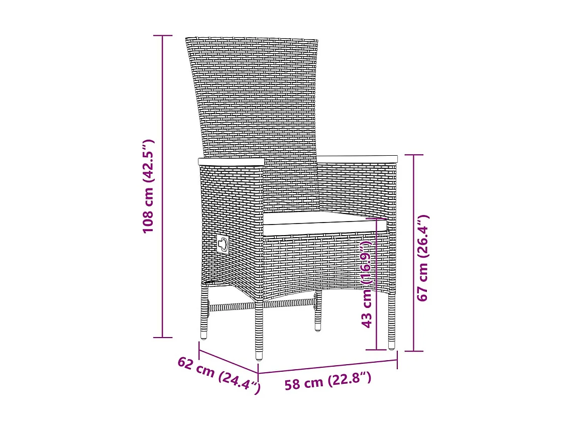 Set de comedor jardín 11 piezas con cojines ratán sintético negro