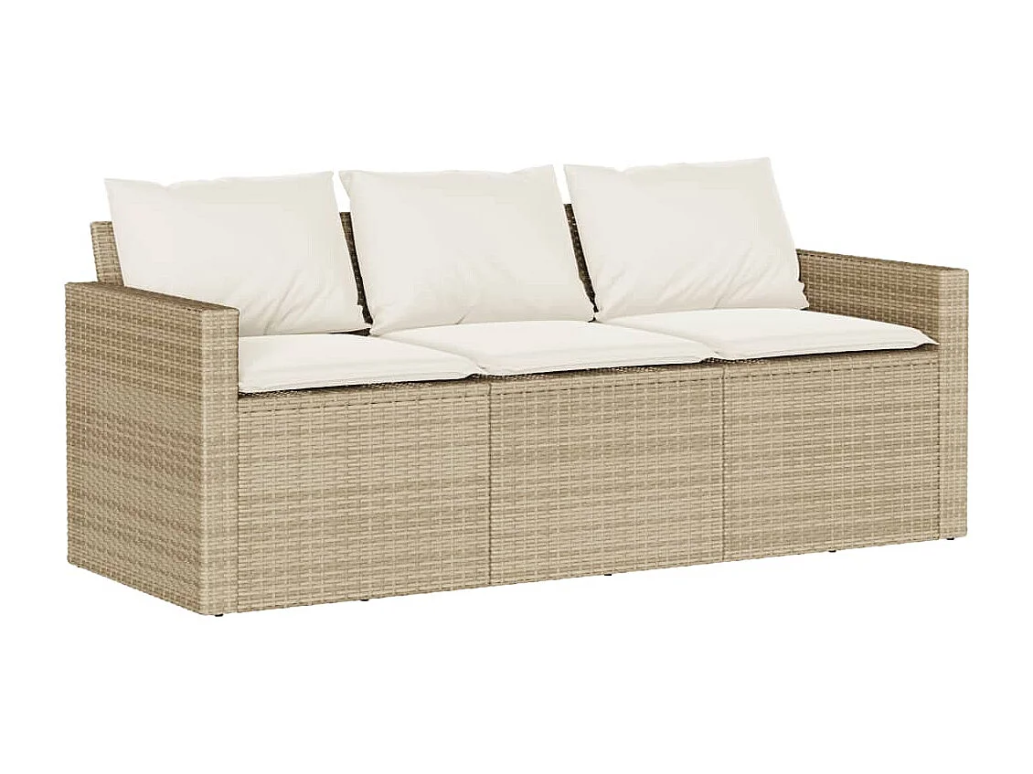 2 peças conjunto de jantar para jardim com almofadões vime PE bege