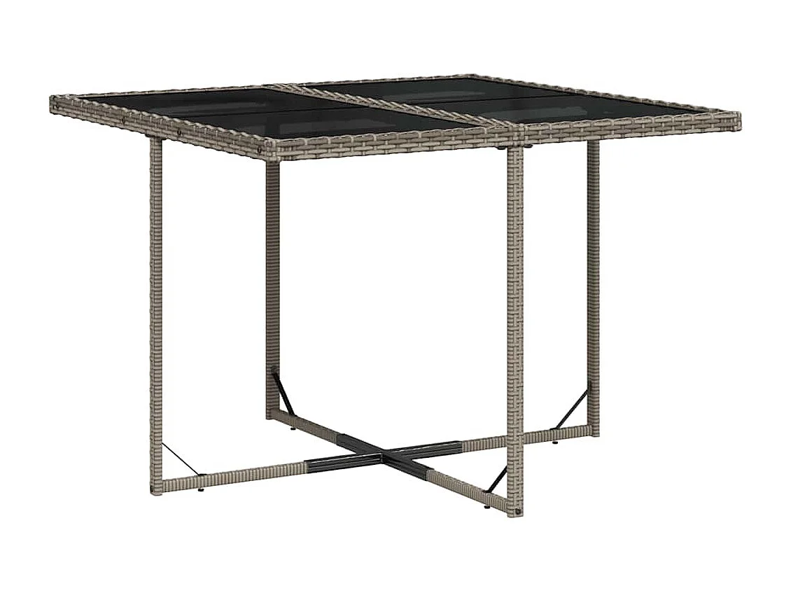 Set comedor de jardín 5 piezas con cojines ratán sintético gris