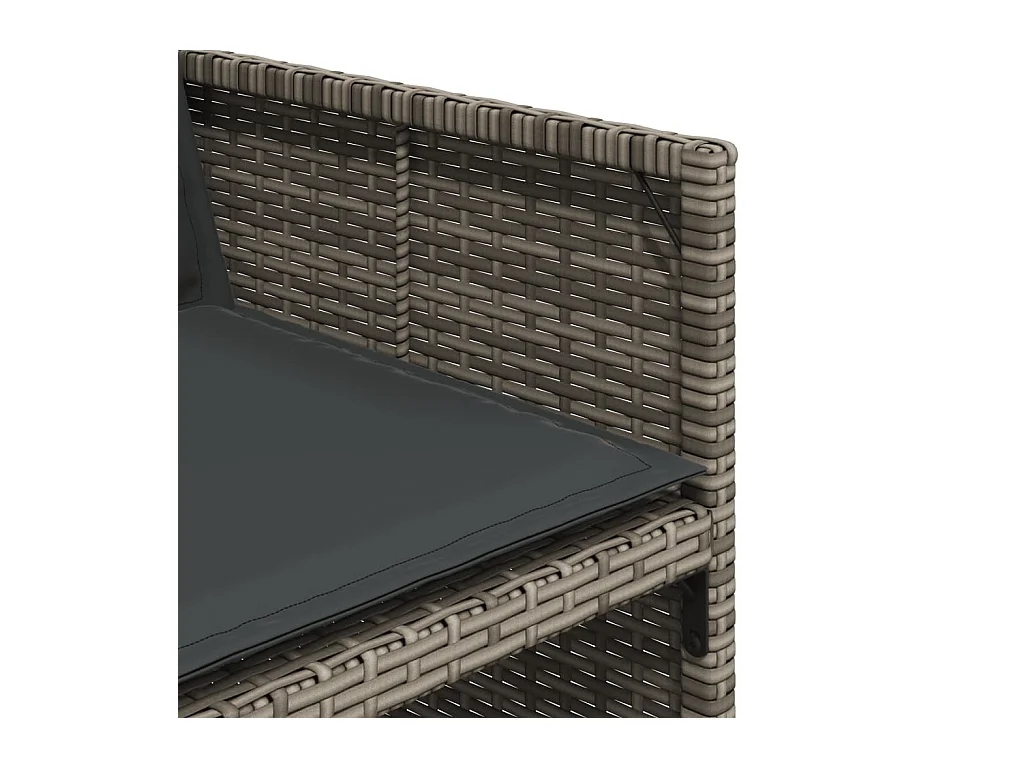 Ensemble à manger de jardin et coussins 7 pièces gris rotin