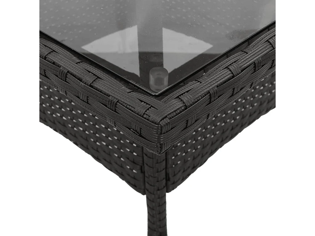 Set comedor jardín 3 piezas cojines ratán sintético vidrio negro