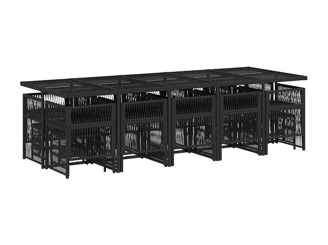 15-delige Tuinset met kussens poly rattan zwart