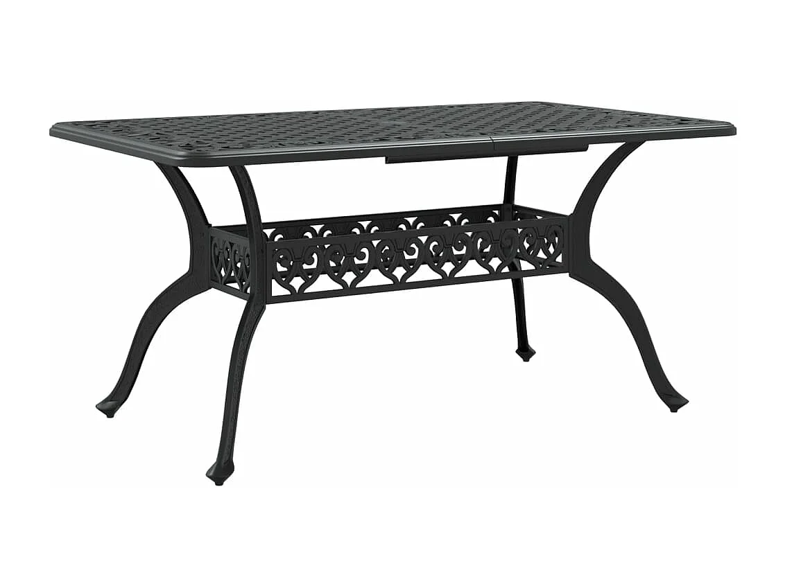 Juego de comedor de jardín 5 piezas aluminio fundido negro