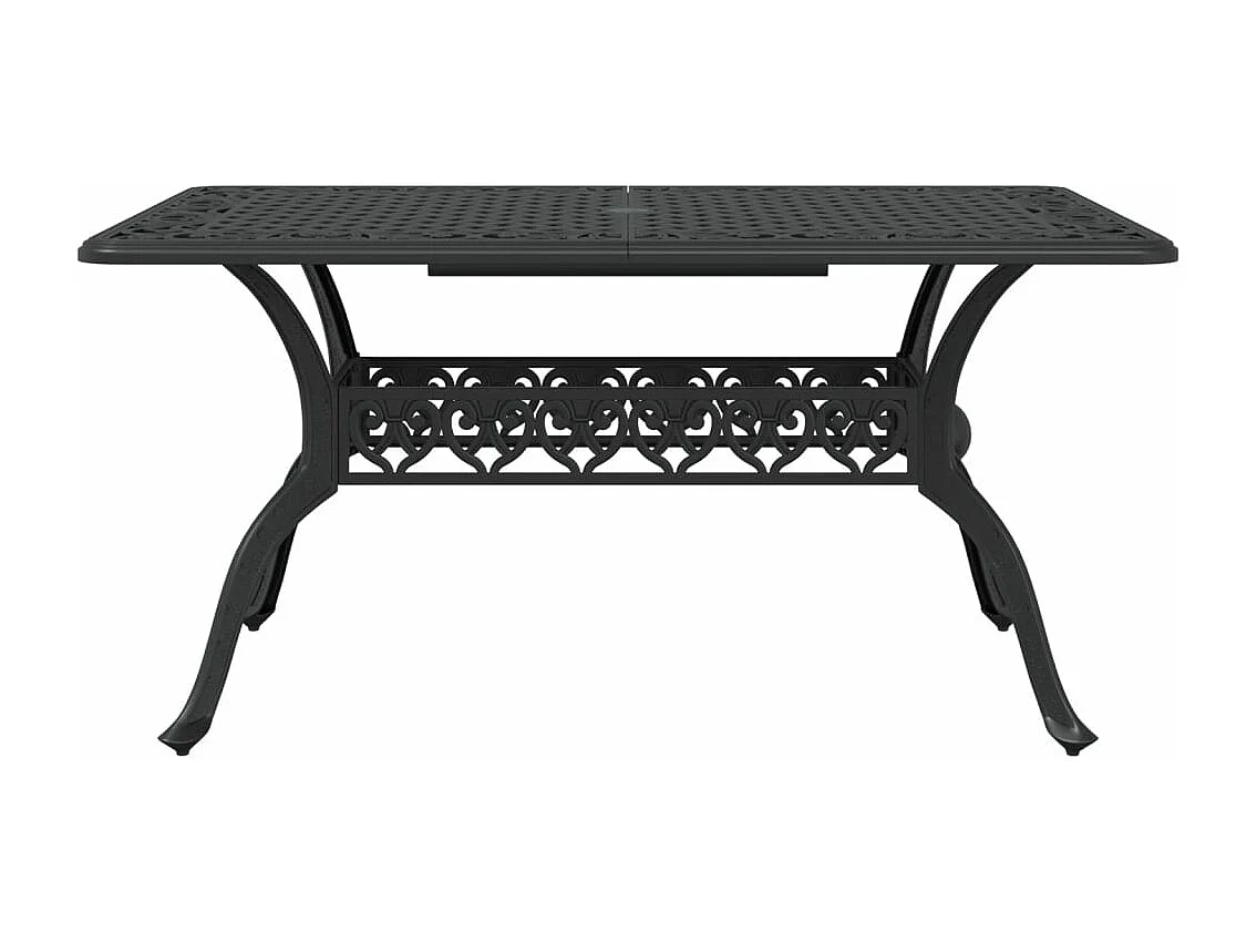 Juego de comedor de jardín 5 piezas aluminio fundido negro