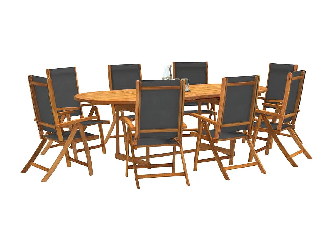 Ensemble à manger de jardin 9 pièces bois d'acacia solide textilène