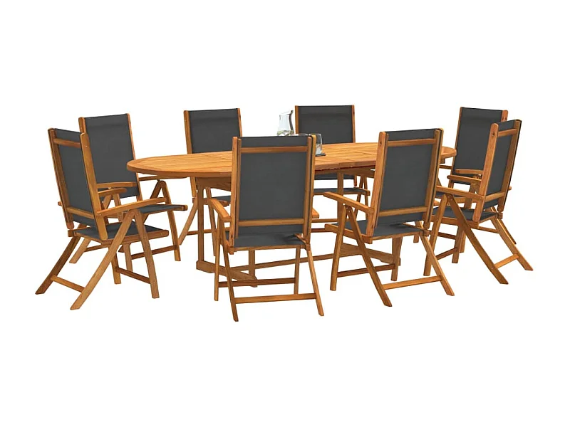Ensemble à manger de jardin 9 pièces bois d'acacia solide textilène