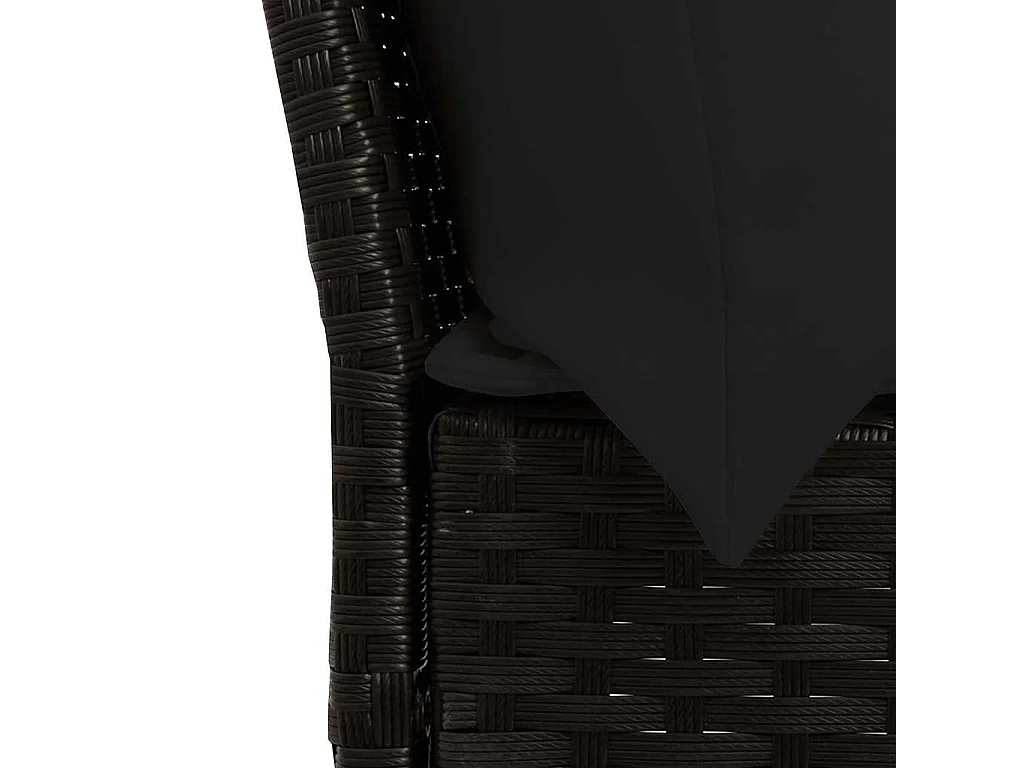 4 peças conjunto de jardim para jardim com almofadões vime PE preto