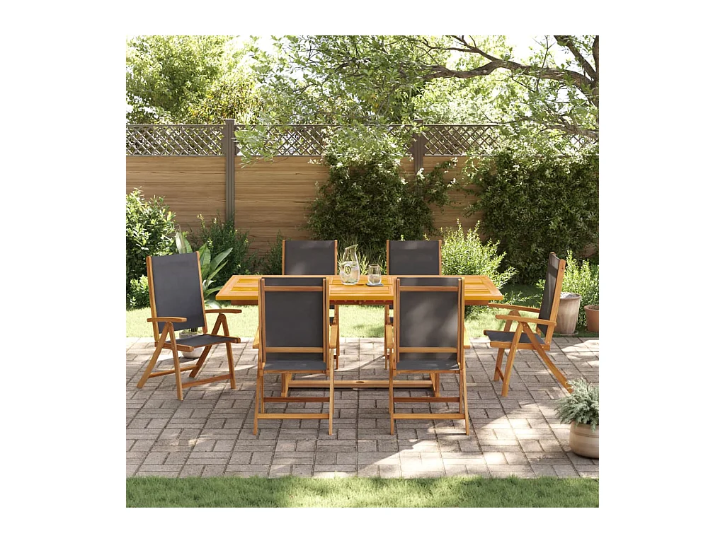 Ensemble à manger de jardin 7 pièces bois d'acacia solide textilène