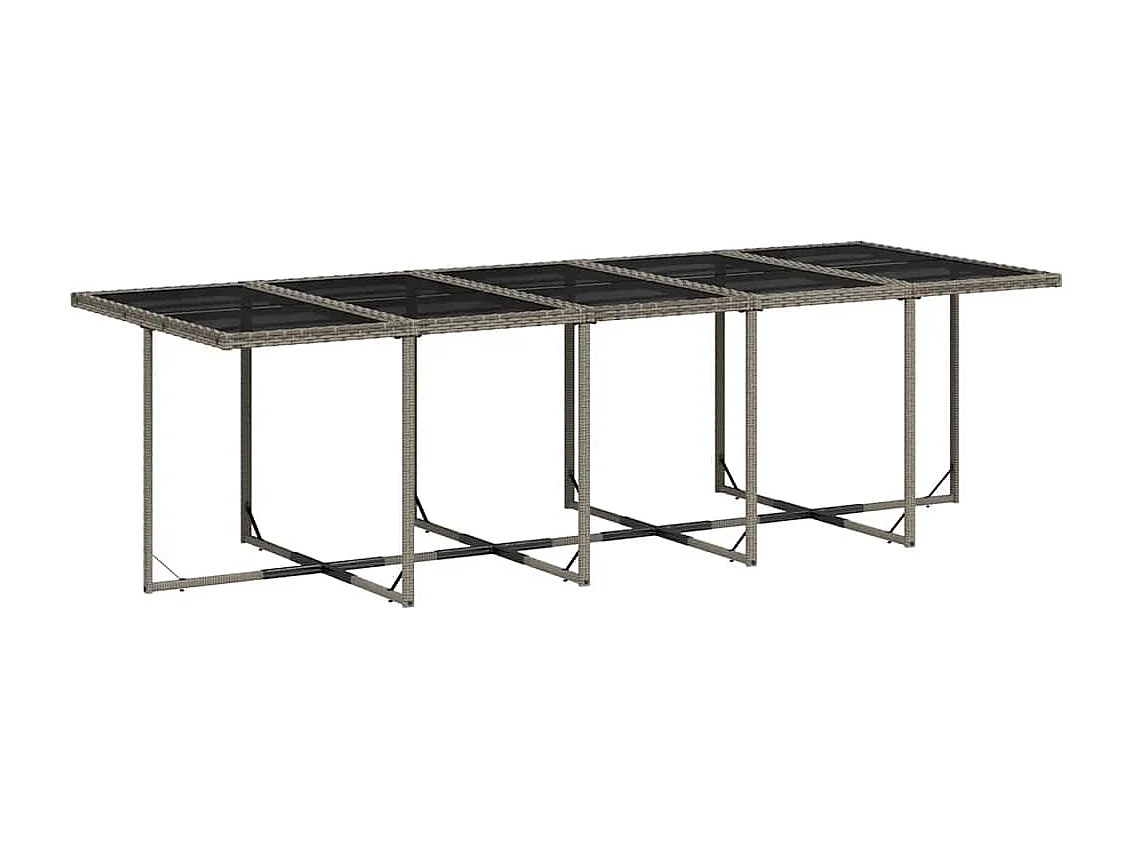 Ensemble à manger de jardin 11 pièces avec coussins gris poly rotin