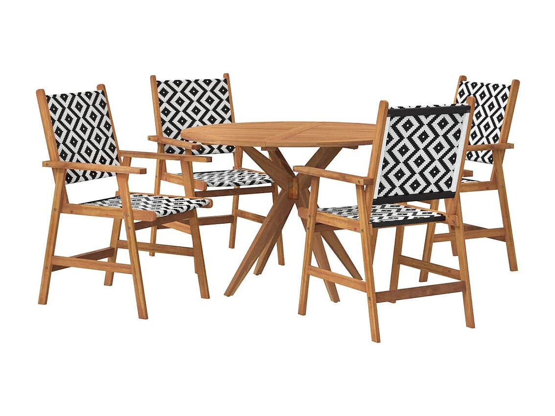 Juego de comedor de jardín 5 piezas madera maciza de acacia