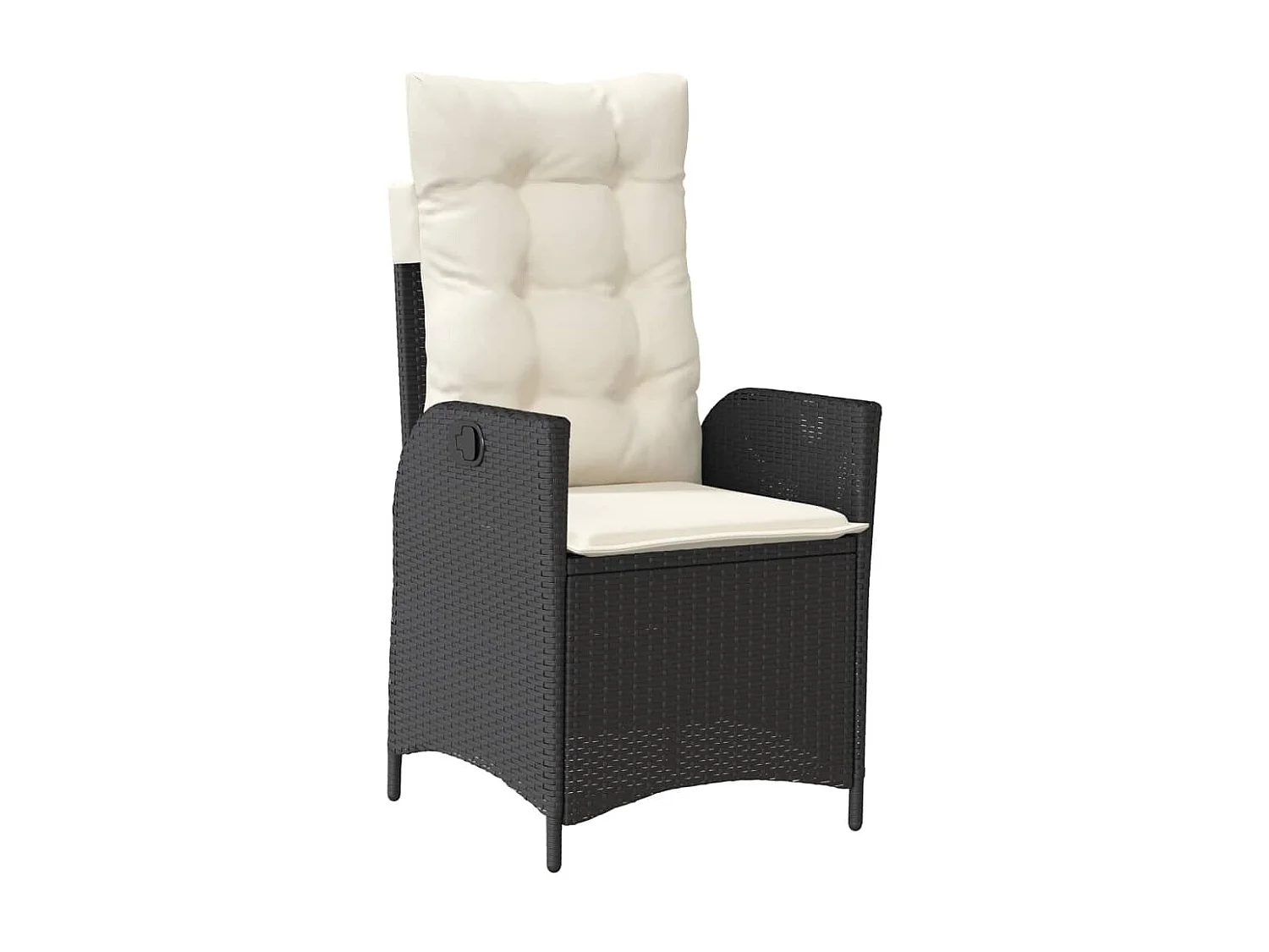 Set de comedor de jardín 7 piezas y cojines ratán sintético negro