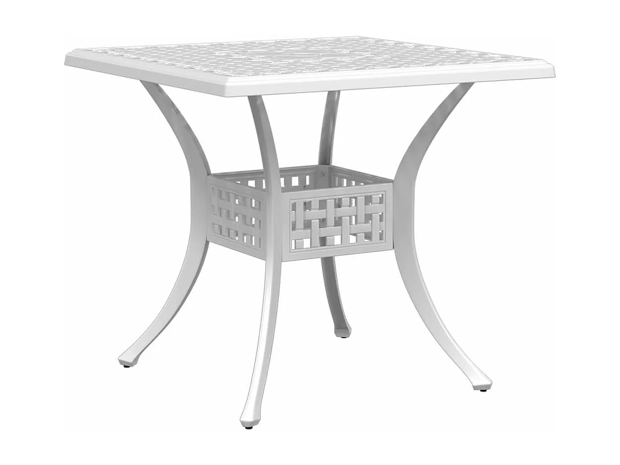 Juego de comedor de jardín 5 piezas aluminio fundido blanco
