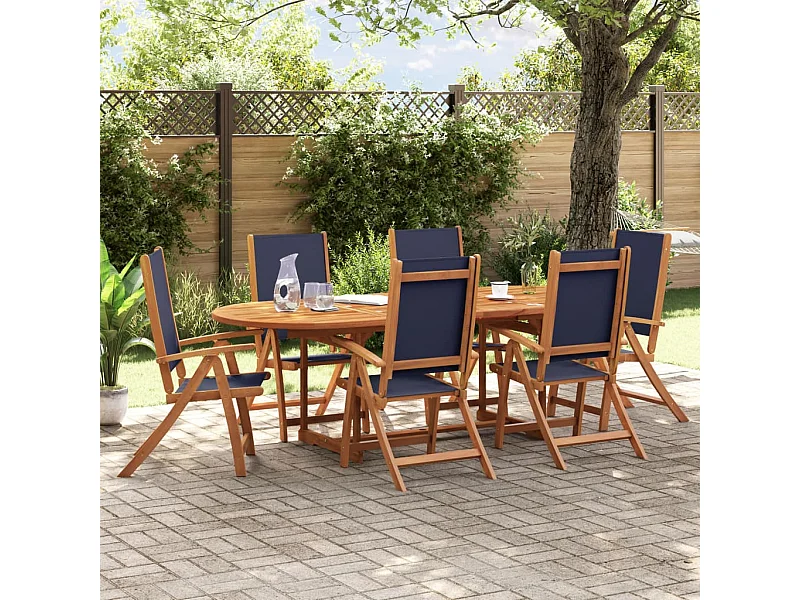 Ensemble à manger de jardin 7 pièces bois d'acacia solide textilène