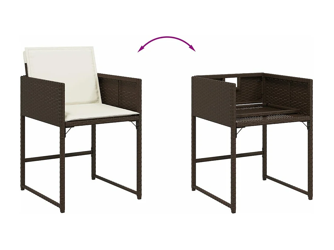 Ensemble à manger de jardin et coussins 11 pièces marron rotin