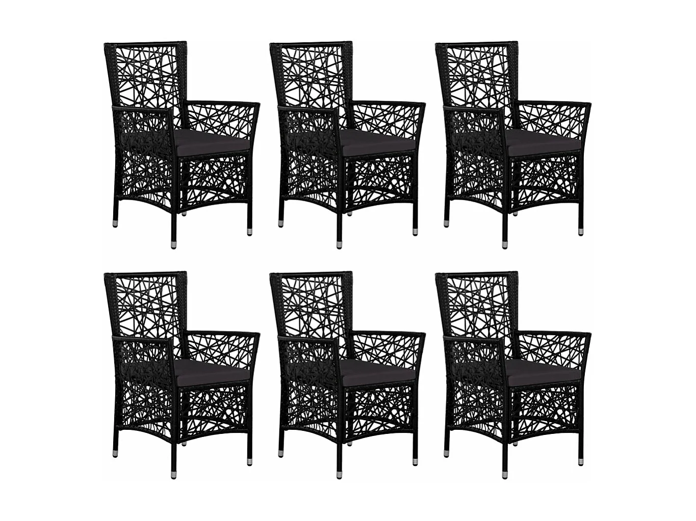 Mobilier à dîner d'extérieur 7 pièces Résine tressée Noir