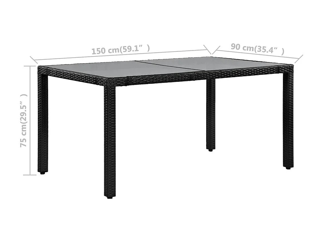Conjunto de comedor de exterior 7 piezas ratán sintético negro