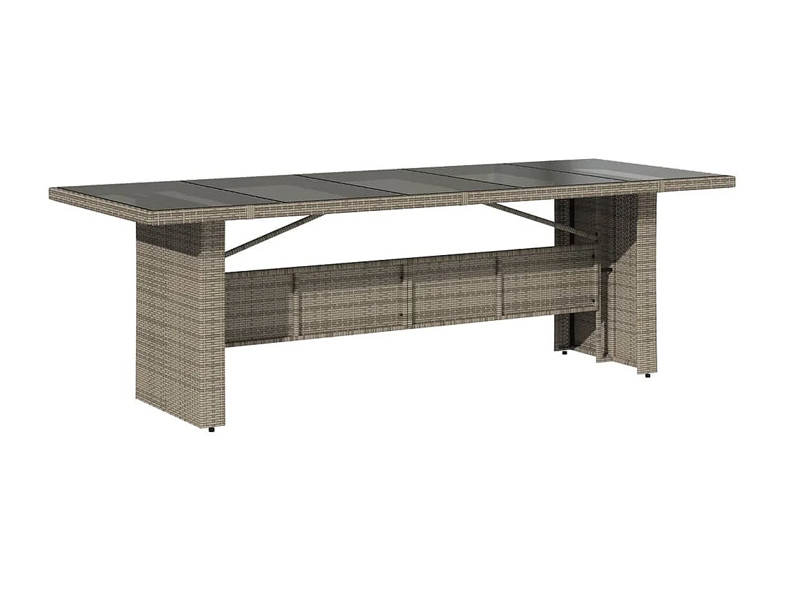 Ensemble à manger de jardin et coussins 7 pièces gris rotin