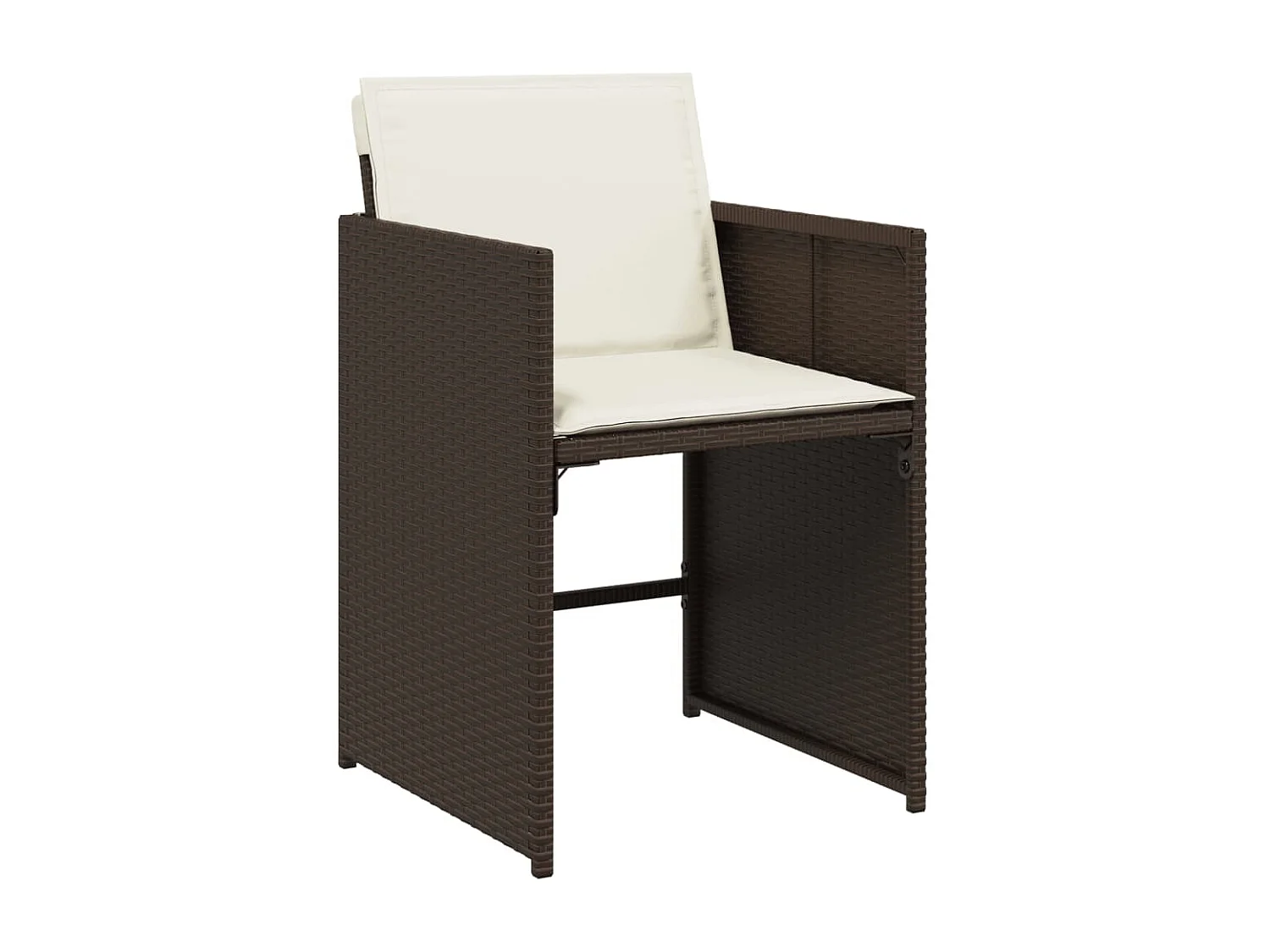 Ensemble à manger de jardin 5 pièces et coussins marron poly rotin