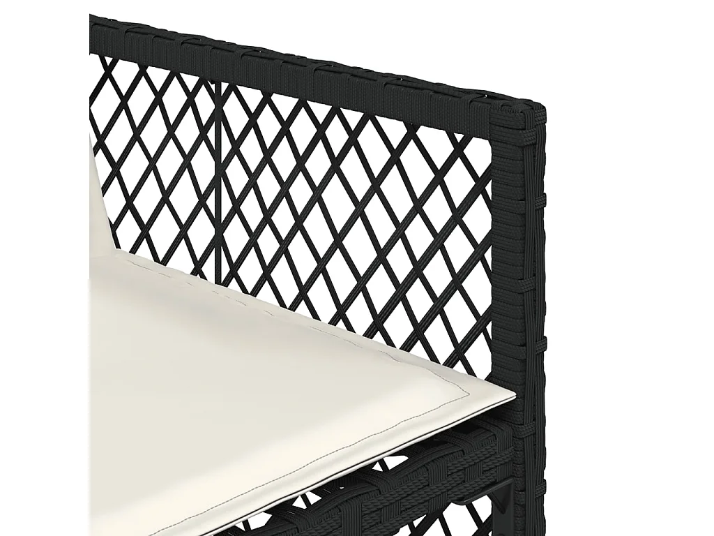 Set comedor de jardín con cojines 15 piezas ratán sintético negro