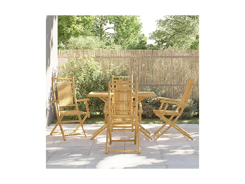 Juego de comedor de jardín 5 piezas bambú