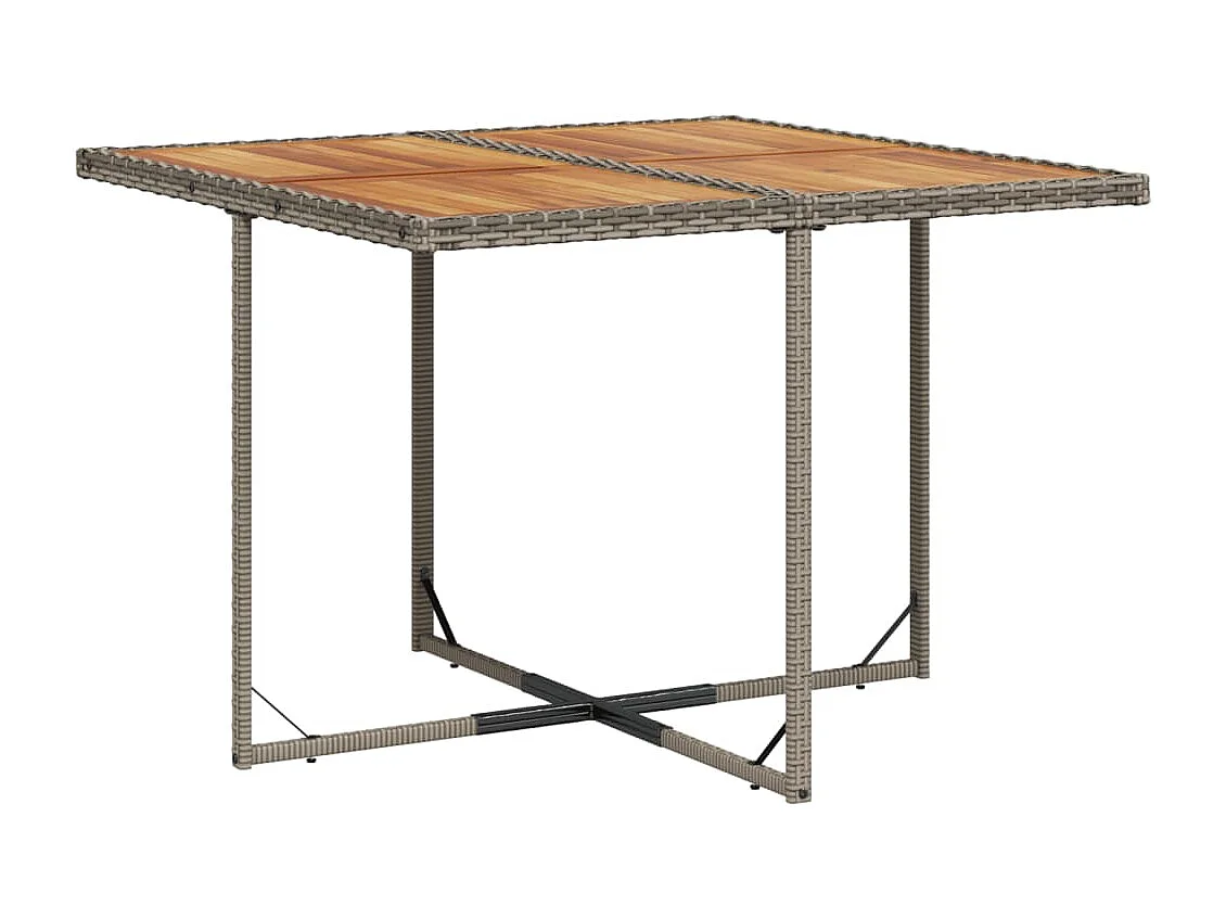 Set comedor jardín 9 piezas y cojines ratán sintético gris