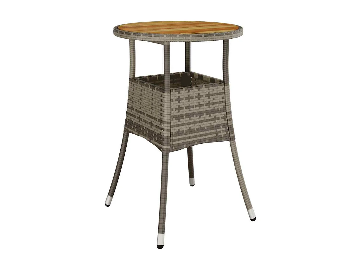 5 peças conjunto jantar jardim com almofadões vime PE/acácia cinza