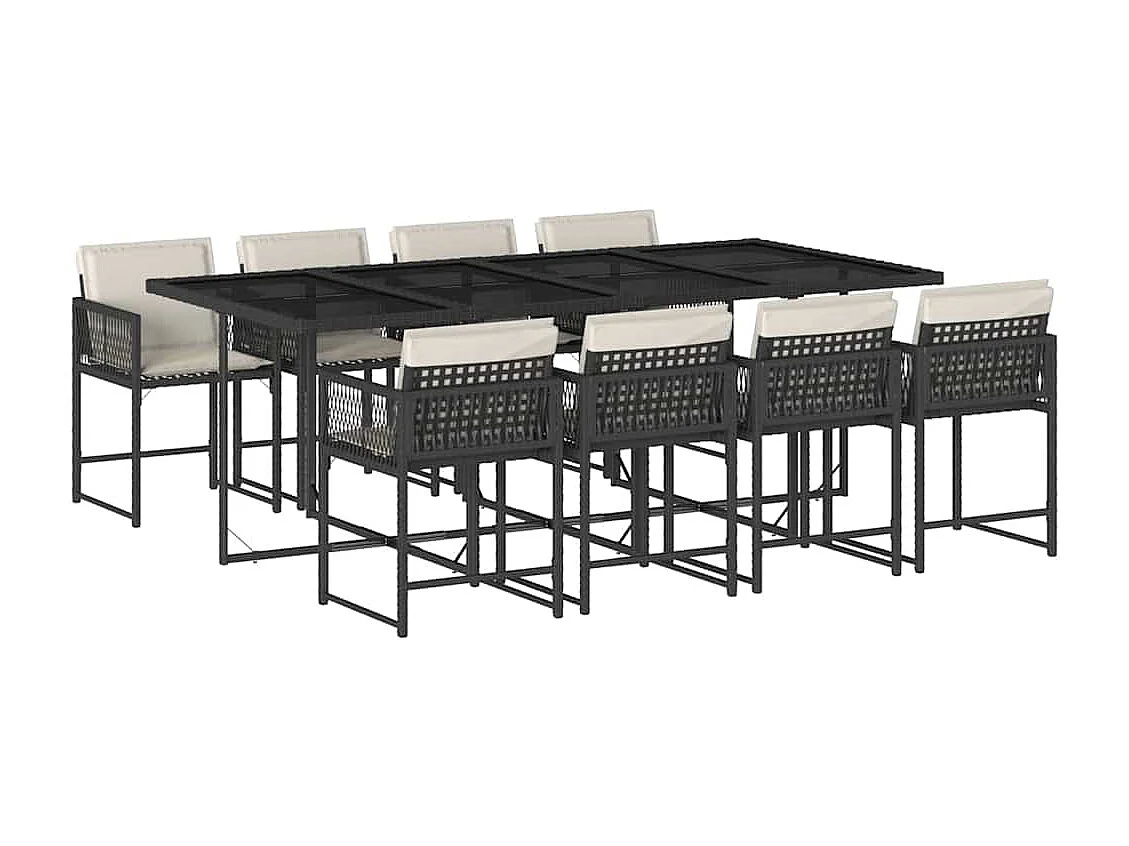 9-delige Tuinset poly rattan zwart