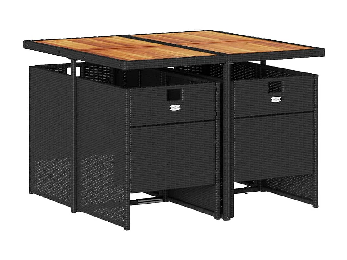 Set de muebles jardín 5 piezas con cojines ratán sintético negro