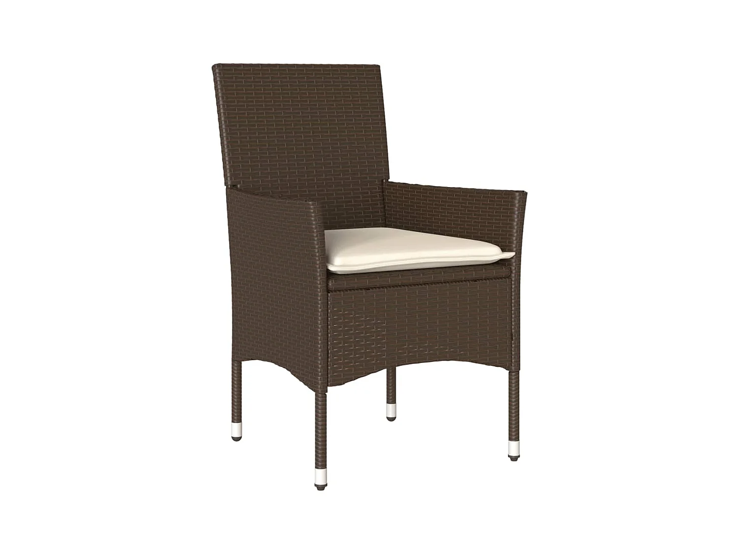 Ensemble à manger de jardin et coussins 7 pièces marron rotin verre