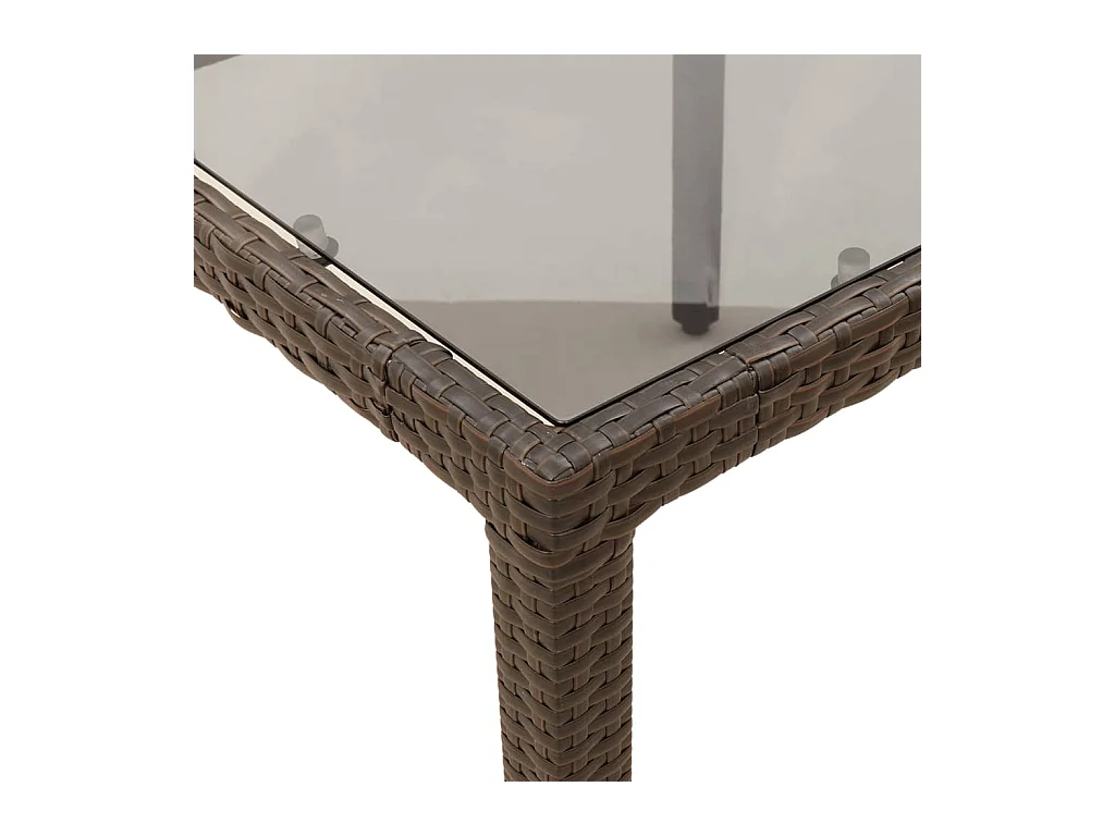 Ensemble à manger de jardin et coussins 7 pièces marron rotin verre