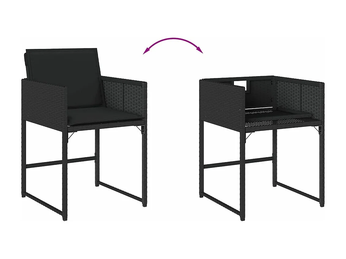 11-delige Tuinset met kussens poly rattan zwart