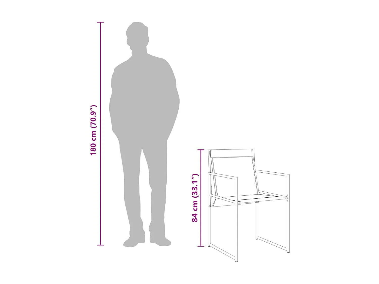 5 peças conjunto de jantar para jardim textilene preto