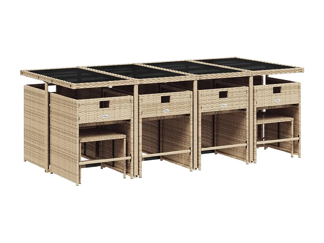 13-delige Tuinset met kussens poly rattan beige