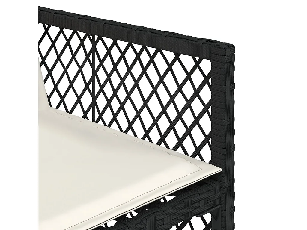 Set de comedor de jardín 7 piezas y cojines ratán sintético negro