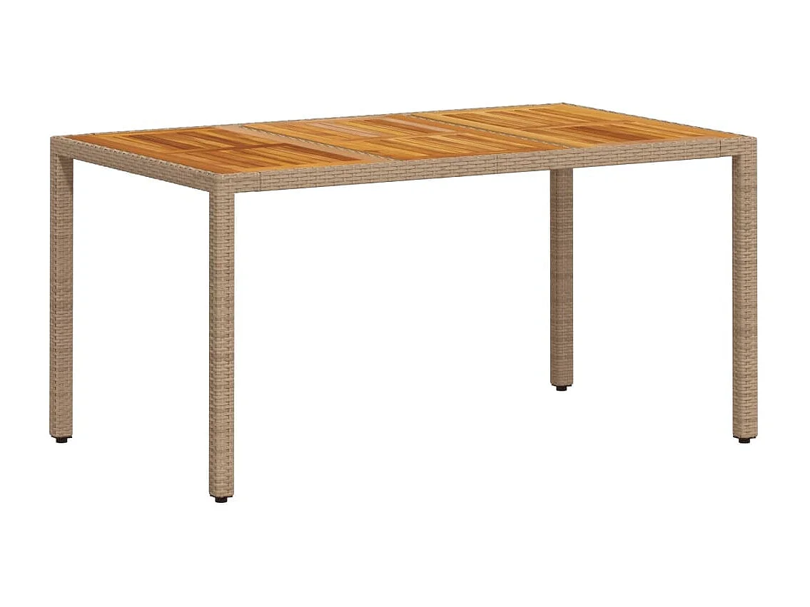 Ensemble à manger de jardin et coussins 5 pièces beige rotin acacia