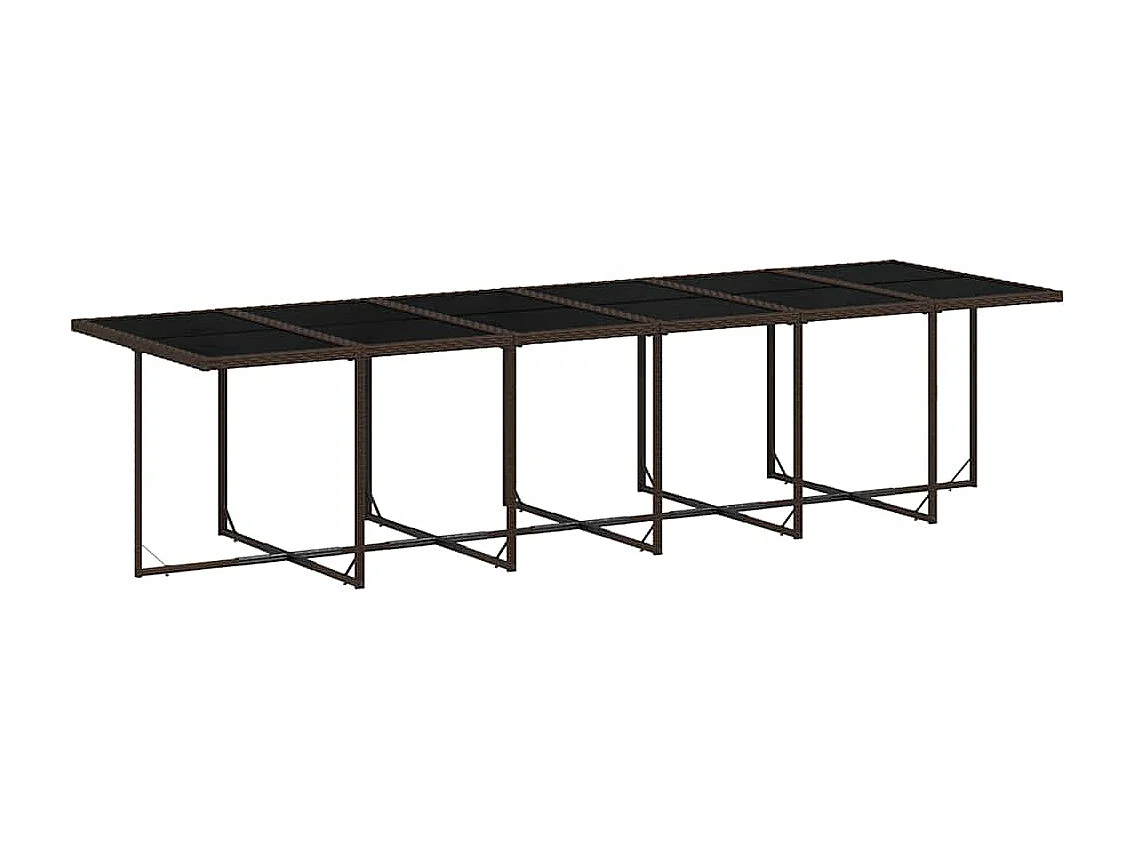 Ensemble à manger de jardin et coussins 17 pièces marron rotin