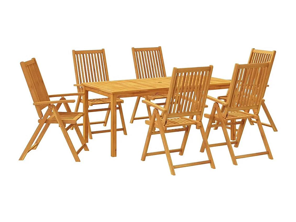 Juego de comedor para jardín 7 piezas madera maciza acacia