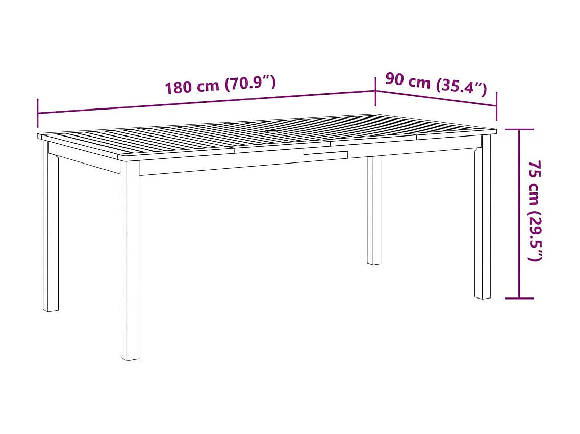 Juego de comedor para jardín 7 piezas madera maciza acacia