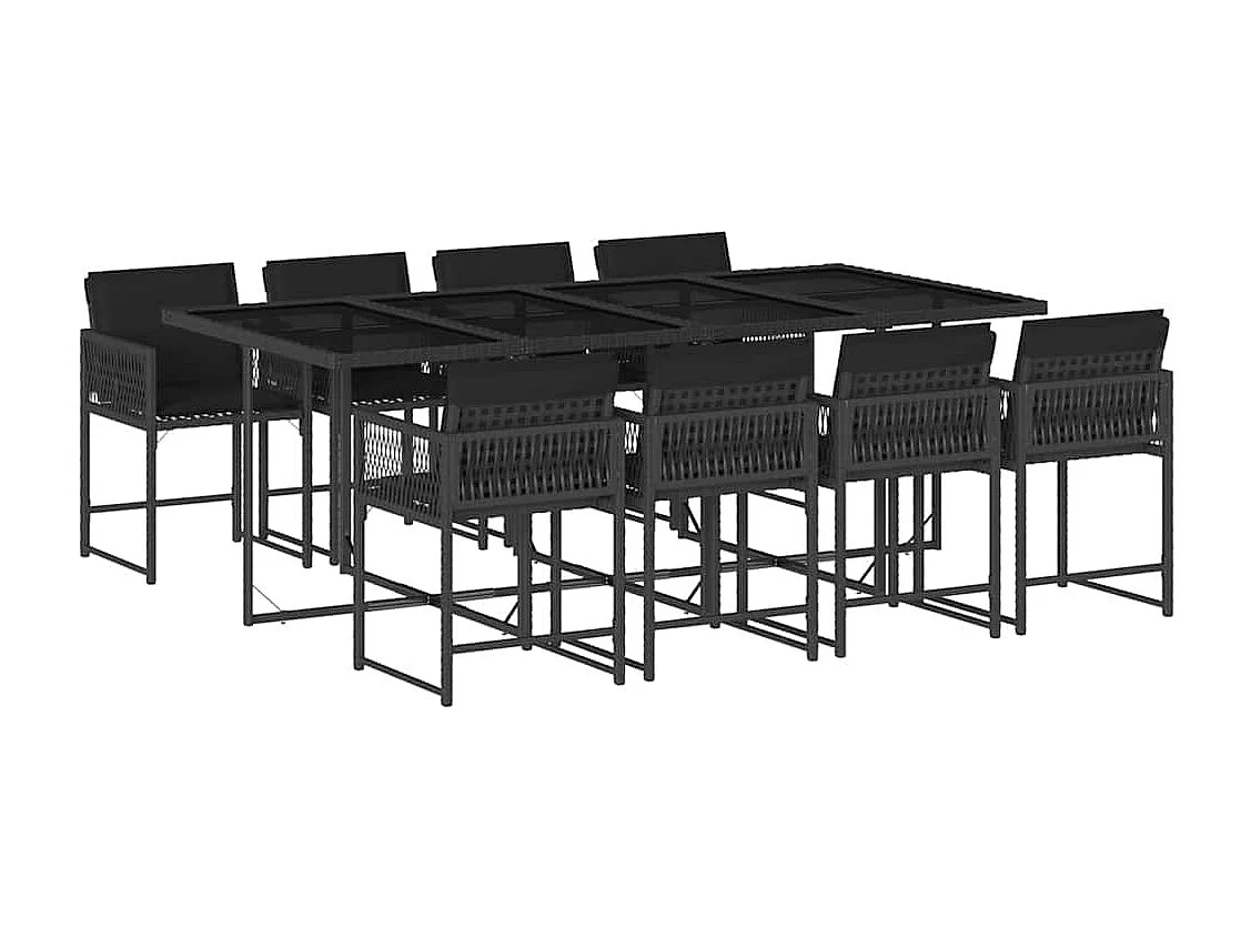 9-delige Tuinset poly rattan zwart
