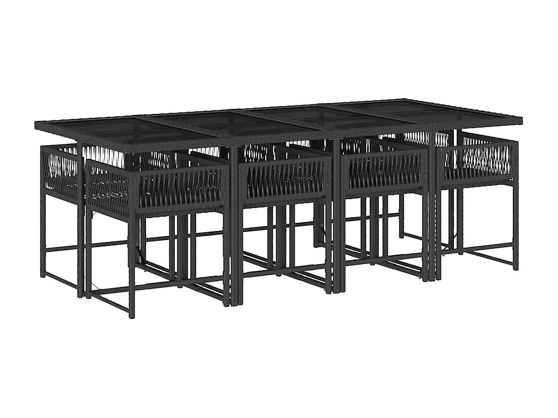 9-delige Tuinset poly rattan zwart